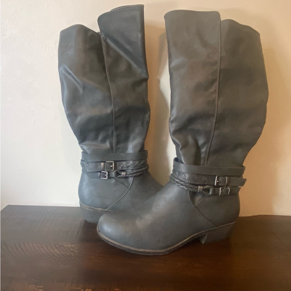 Rampage Gray Tonal Knee-High Boots